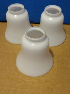 (3) Cased White Glass Bell-Shaped Lamp Shades